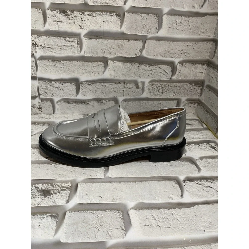 Madewell The Vernon Loafer in Silver Slip On Comfortable Women's Size‎ 8.5